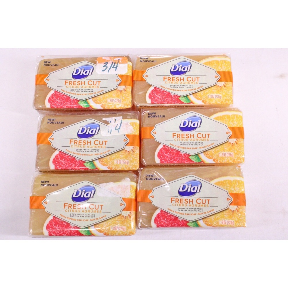 Lot Of 6 Dial Fresh Cut Citrus Triple Refined Bar Soap 8 oz. Discontinued